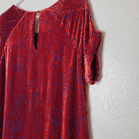 Johnny Was Doris Silk-Blend Mini Dress Deep Red Cheetah Print Women's Size Small - Picture 14 of 15